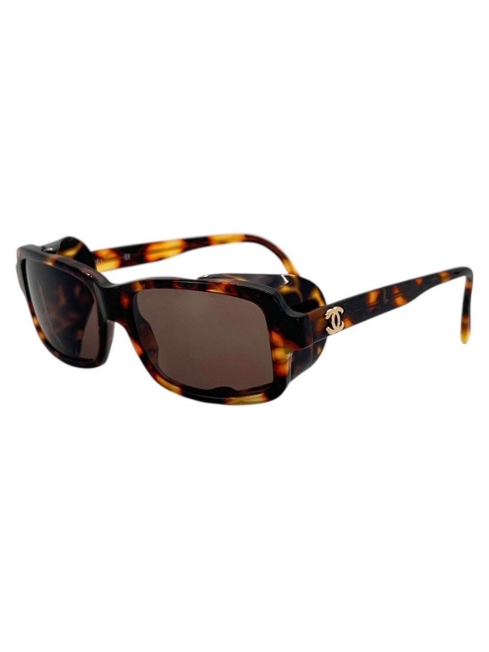 Authentic CHANEL Tortoiseshell blinder Sunglasses with Brown Lenses